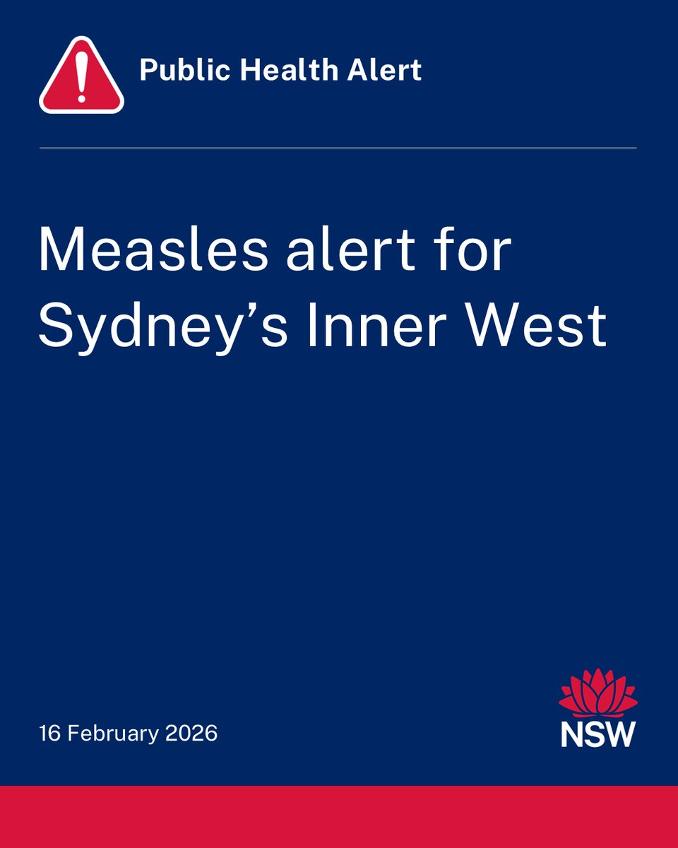 NSWHealth's tweet photo. NSW Health is advising people in the Inner West to be alert for signs and symptoms of measles after being notified of two confirmed cases. https://t.co/zvMlcAcjAf