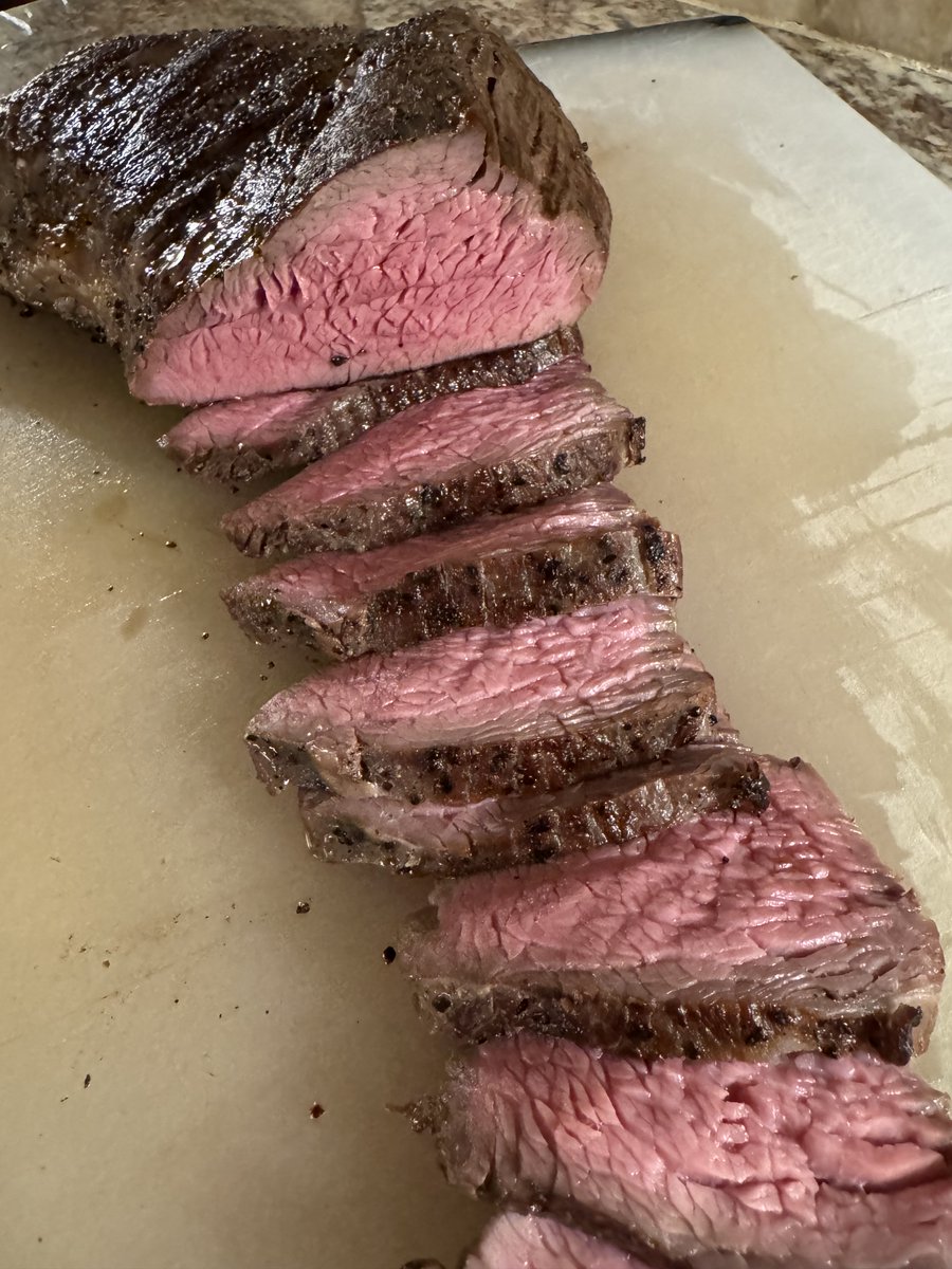 ChrisSlatten's tweet photo. Tri Tip dry brined overnight, seasoned with ⁦@HeathRilesBBQ⁩ Garlic Jalapeno Rub plus black pepper and sous vide @ 131 degrees for 7 hours, then hit the Weber Genesis armed w Grill Grates (flat side) for a crust. Terrific served w Maldon salt and horseradish cream sauce. https://t.co/NMFPau4AnQ