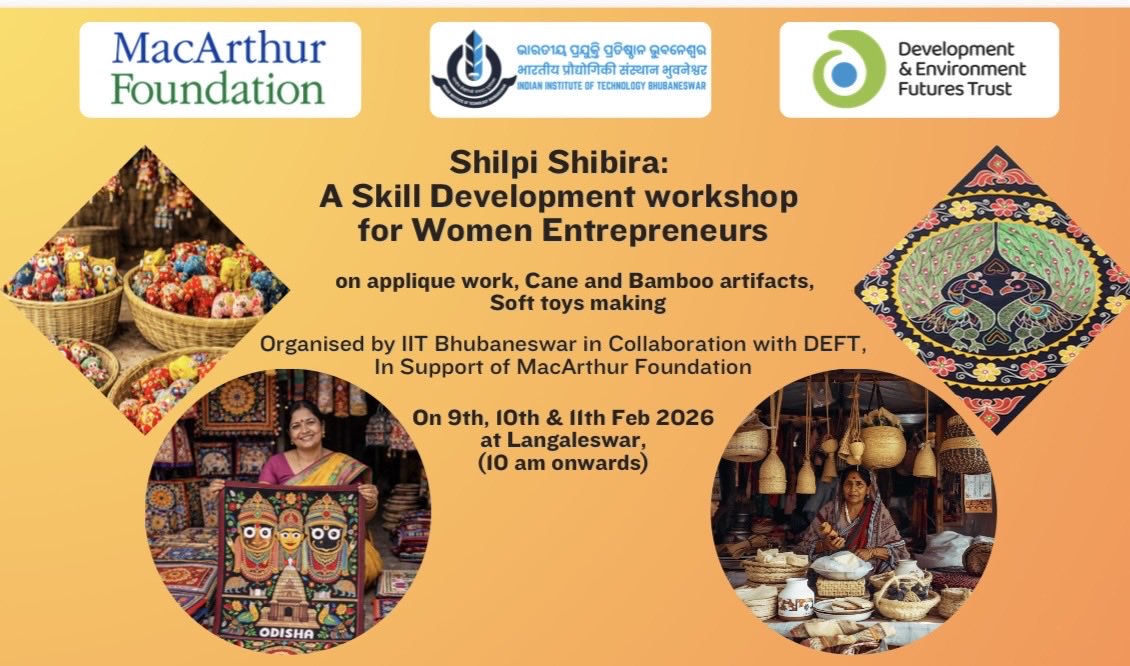 deft_india's tweet photo. Under  “Ma Milan” initiative of “Just Transition: Green Tourism Corridor in Chilika” project led by  @iitbbs &amp; DEFT supported by @macfound  a 3-day “ Shilpi Shibira”-skill building workshop trained around 70 women in cane &amp; bamboo craft, soft toys &amp; appliqué at Langaleshwar GP. https://t.co/nmgqgjda2H