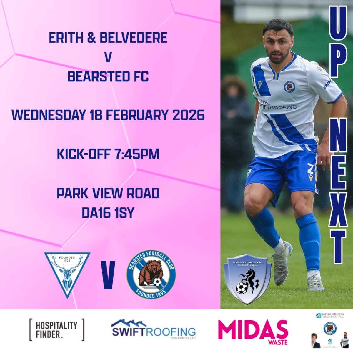 Bearsted_FC's tweet image. Up next we are away to Erith &amp;amp; Belvedere this Wednesday, Kick-off 745pm #bearstedfc #bears #upnext @EBTheDeres @SCEFLeague @NonLeagueCrowd