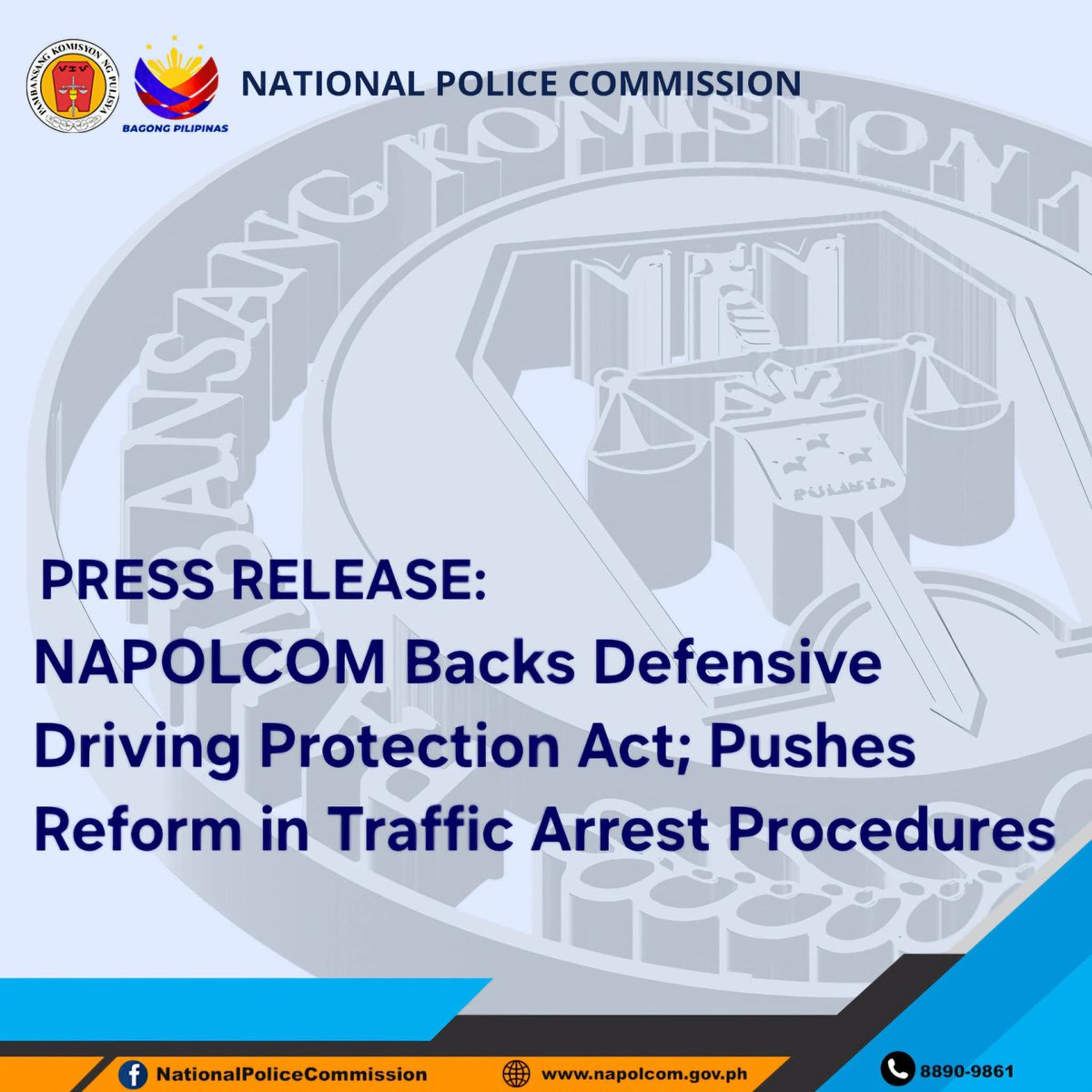 READ | NAPOLCOM Backs Defensive Driving Protection Act; Pushes Reform in Traffic Arrest Procedures

Read full article here:
facebook.com/share/p/1NPPQe…