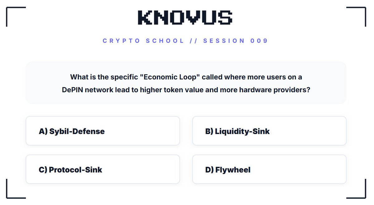 Knovus Crypto School // Session 009

Hint:

Self-sustaining momentum. The acceleration of value.

An economic cycle where supply and demand reinforce each other, creating a loop that becomes harder to stop as it gains speed and participation.

The informed stay ahead.

The