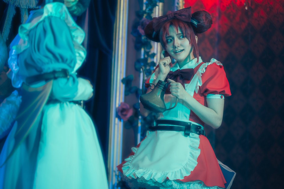 Nm00178's tweet photo. cos A3! 
💜悪魔メイド😈

メイド長のお叱り
"えーーっと、、😣💦"

セリーヌ/誉 @ysn_447 
シェリー/太一 @Nm00178

📸┊@esirarise https://t.co/q5zOQmL7RW