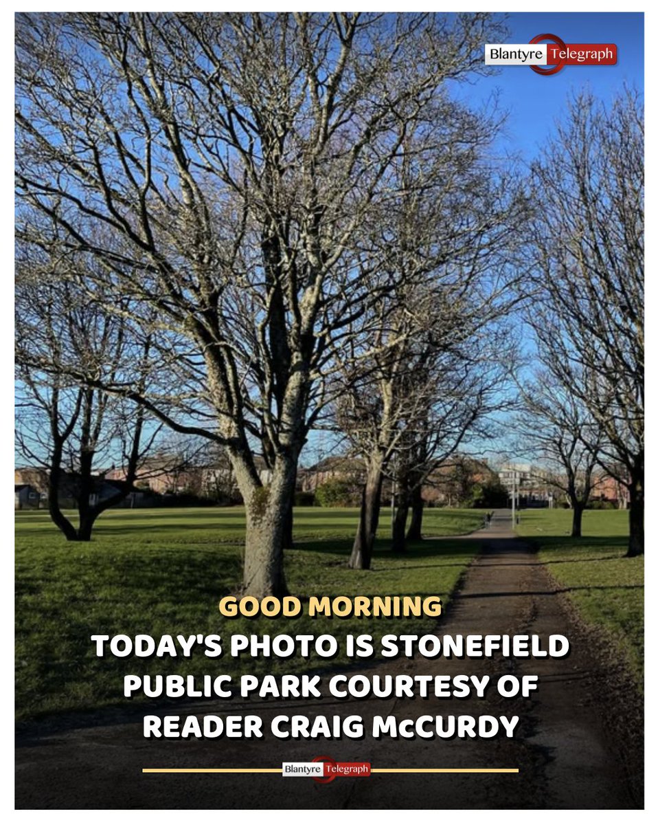 GOOD MORNING BLANTYRE
Ready to start the day?

Today's featured Photo is of Sronefield Public Park courtesy of reader, Craig McCurdy. Do YOU have a photo of the Blantyre area you would like featured here in mornings? Send us a message today. 

Unlock the facebook.com/blantyretelegr…