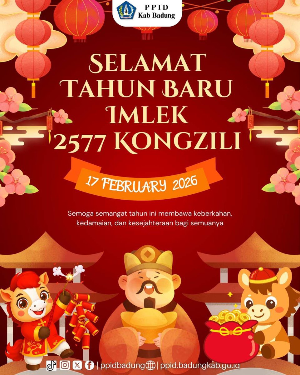ppidbadung's tweet photo. Selamat Menyambut Tahun Baru Imlek🏮

Semoga tahun yang baru membawa kebahagiaan, kesehatan, keberuntungan, dan kesuksesan bagi kita semua. Gong Xi Fa Cai.

@iwayanadiarnawa 
@gus.bota 
@surya.suamba
@kominfo_badung 
@komisiinformasibali https://t.co/rpdZzR65lK