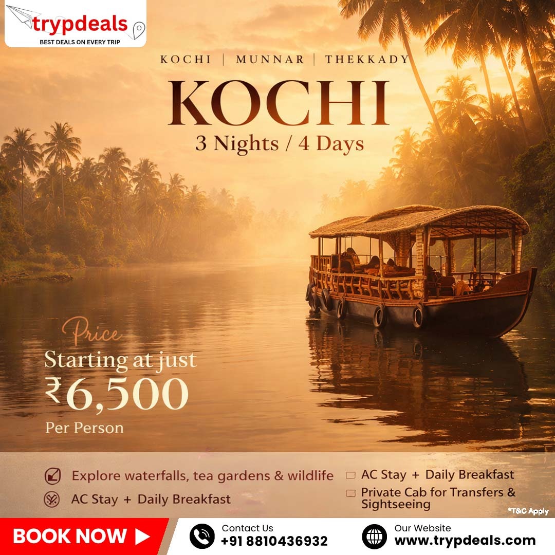 trypdeals's tweet image. Golden sunsets, serene backwaters, lush tea gardens and misty hills… ✨

📞 +91 8810436932
🌐 trypdeals.com

#Trypdeals #KochiTrip #MunnarDiaries #ThekkadyWildlife #KeralaTourPackage #BackwaterExperience #TravelIndia #BudgetTravel #WanderlustIndia #TravelMore