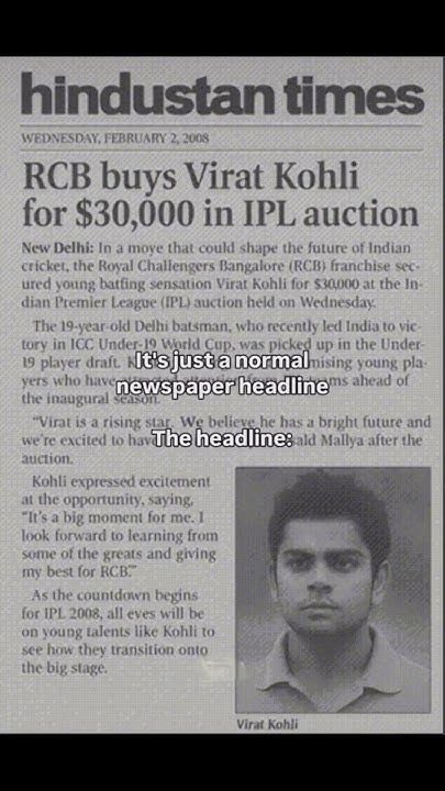 February 2, 2008 - Virat Kohli to RCB!