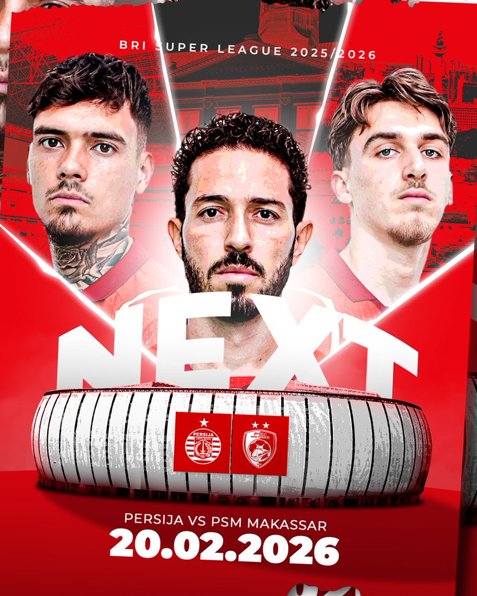 𝐊𝐄𝐌𝐁𝐀𝐋𝐈 𝐁𝐄𝐑𝐉𝐔𝐀𝐍𝐆 𝐃𝐈 𝐉𝐈𝐒! 👊🔥

🆚 Persija vs PSM Makassar
🗓️ Jumat, 20 Februari 2026
⏰ Kick Off 20.30 WIB
📍 Jakarta International Stadium

Ayo menang di kandang, Macan!

#BRISuperLeague #Persija