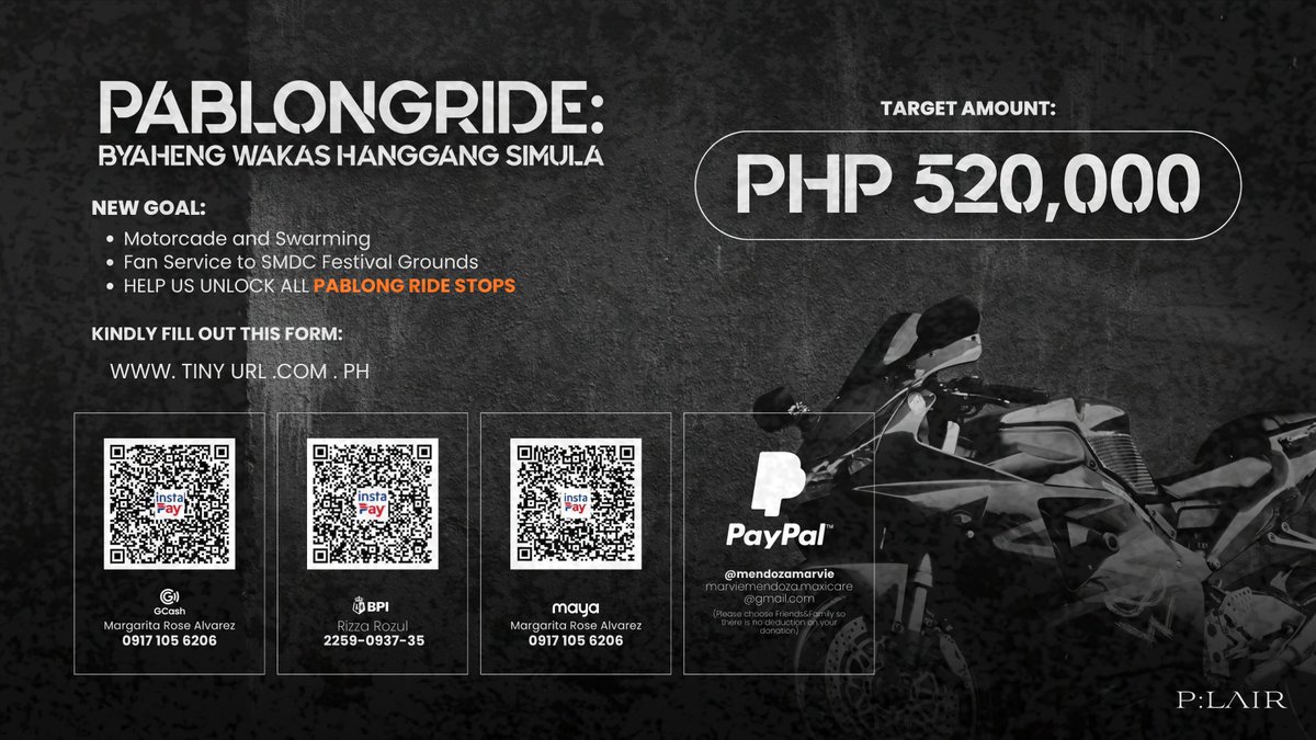 We introduce you to,

PABLONGRIDE: Biyaheng Wakas Hanggang Simula

This time we’re not only preparing for a motorcade, but we’re also gearing up for even more projects so that you can be part of this journey with us every step of the way.

See you at 9:14PM!