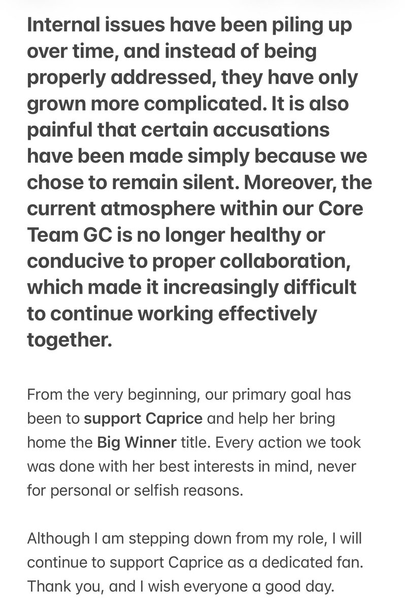 ADMIN ISH IS NOW SIGNING OFF FROM THE CORE GROUP OF TEAM CAPRICE OFFICIAL