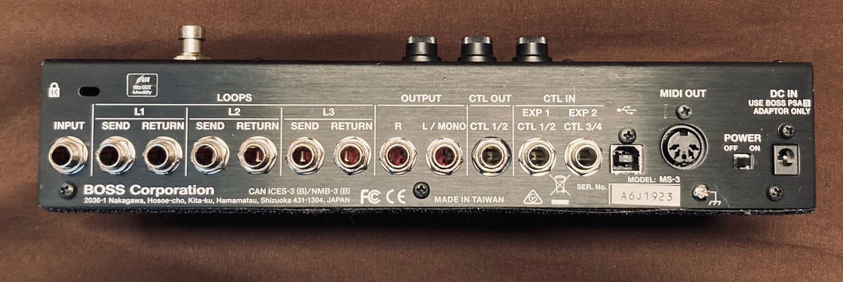 BOSS MS-3 こちらもINPUT＆各RETURNはLo-Z、各SEND＆OUTPUTはHi-Zへ