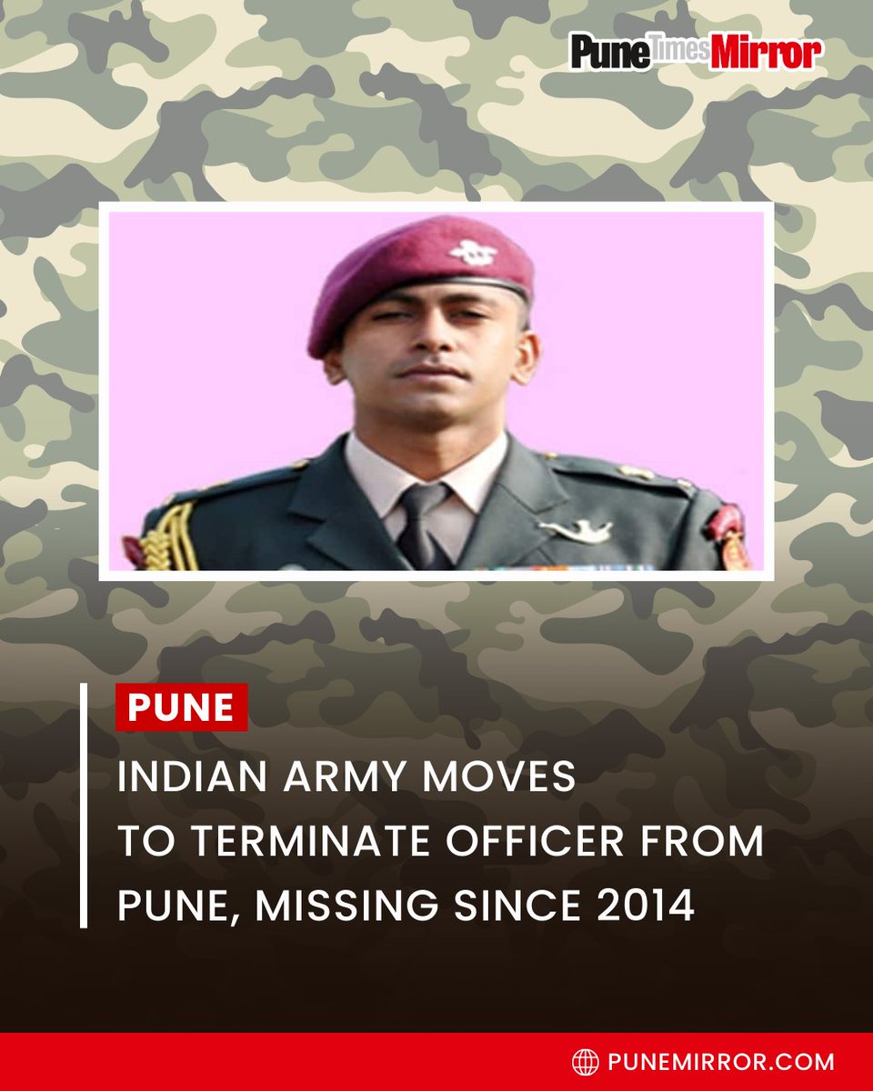 ThePuneMirror's tweet photo. The Indian Army has initiated action to terminate a Special Forces officer from Pune who has been missing from duty since 2014. The officer was last traced to Spain and Norway during the investigation.

After remaining untraceable for more than a decade despite repeated efforts, the Army has started the formal process to remove him from service as per rules. Officials said the action has been taken due to prolonged unauthorized absence and lack of communication over the years.

#PuneTimesMirror #PuneNews #IndianArmy #DefenceNews #IndiaNews