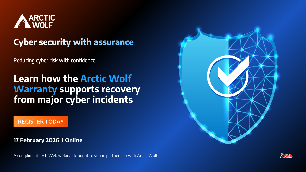 ITWeb's tweet image. Secure your business with built‑in cyber risk coverage. Register your complimentary seat today.
itweb.co.za/webinar/arctic…  
#SecurityOperations #FinancialResilience #ArcticWolf #CyberSecurityWarranty