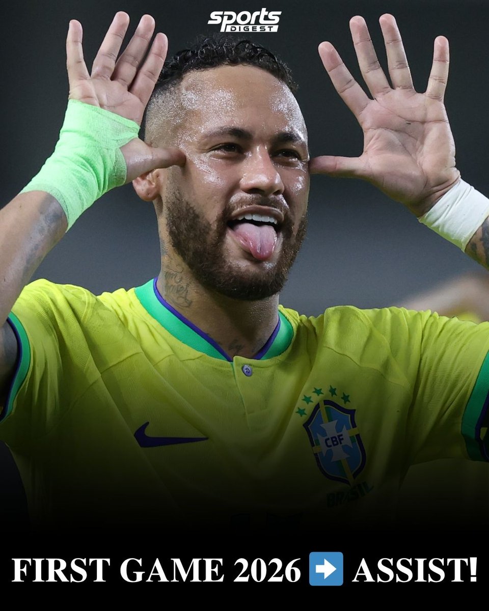 SportsDigestINT's tweet photo. Magic starts early. ✨🇧🇷
Neymar Jr opens 2026 with style — first game, first assist, pure class. 🎯⚽
#NeymarJr #BrazilFootball #AssistKing #Football2026 #SambaMagic #FootballStar #GameChanger #SportsDigest #FootballMoments #StarPower https://t.co/6D1WHoTGSj