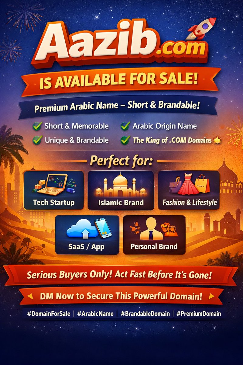 Subratadotme's tweet photo. 🚀 https://t.co/12NCXWEXNa is Available for Sale!
Premium 5-letter Arabic origin name 🌍
Short • Brandable • Memorable •
Perfect for: ✔️ Tech Startup
✔️ Islamic Brand
✔️ Fashion / Lifestyle
✔️ App / SaaS
✔️ Personal Brand
Serious buyers only.
📩 DM to secure before it’s gone! https://t.co/suWbzy12JW