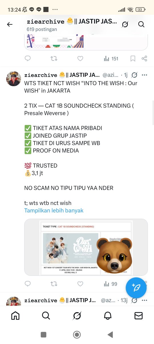 WISHZEN SAYANGKU, KALIAN JANGAN BELI TIKET ITW DARI DIA. DIA SCAM 😭😭😭 <a href="/azieecpaa/">𝚣𝚒𝚎𝚊𝚛𝚌𝚑𝚒𝚟𝚎 🐣|| JASTIP JASWAR TICKETING</a> 

BANTU RT YUU, SEMOGA WISHZEN GA ADA YANG KENA