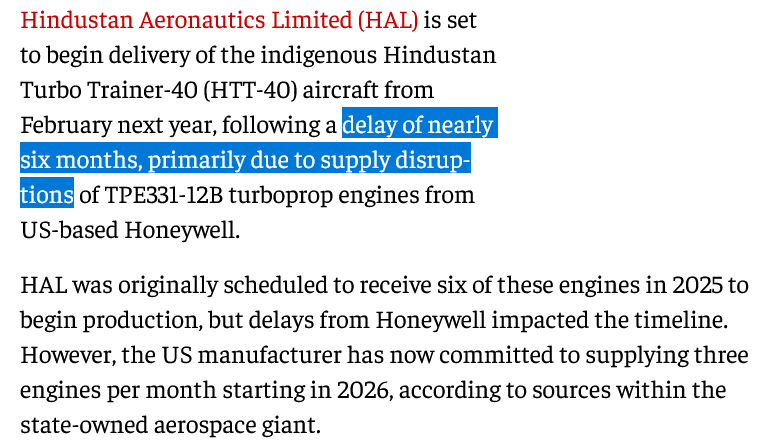> The IAF wanted the Swiss PC-7 MkII
> They recommended killing the HTT-40
> "There is no need for it" ACM Browne
> HAL &amp; Parrikar keep it alive
> Swiss caught bribing people
> Forces the pivot
> CCS Approval: 01 March, 2023
> Engines delayed due to supply issues