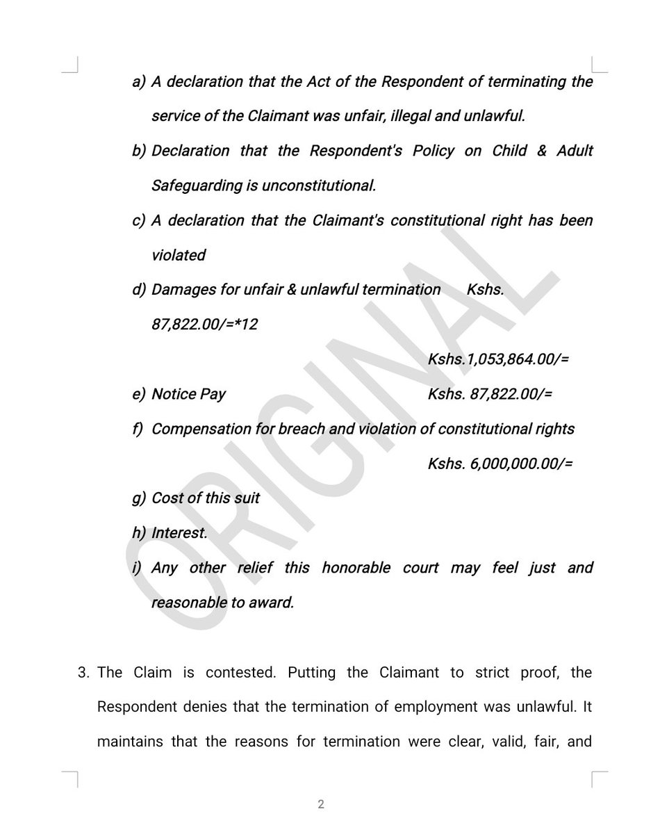 Thuranira_1's tweet photo. Dating your coworker is not a ground for termination. An employer has been ordered to pay Kshs 790,398.00 after dismissing an employee simply because he fell in love with a co-worker.

Dominic Mutuku Mulavu, a driver at World Vision Kenya for 12 years, was summarily dismissed in May 2024 for allegedly breaching the organization’s Safeguarding Policy. The employer claimed he had engaged in a prohibited relationship with a “beneficiary.” However, evidence showed that his partner, Mercy Kailu, was an independent businesswoman, not a beneficiary and that their three-year relationship was consensual and intended for marriage. The employer failed to prove otherwise.

The Court found the dismissal substantively unfair. While the disciplinary process met procedural standards, the employer had misapplied its own policy to a private and lawful relationship. Applying the reasonable responses test, the Judge held that no reasonable employer would terminate employment in such circumstances. Mulavu was awarded one month’s salary in lieu of notice and eight months’ gross salary as compensation.