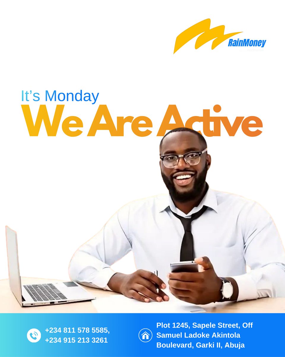 rainmoneyltd's tweet image. It’s Monday. We’re Active. ✅

Ready to serve. Ready to grow. Ready to win.

Let’s talk money. 💰
#RainMoney #MondayVibes #Abuja