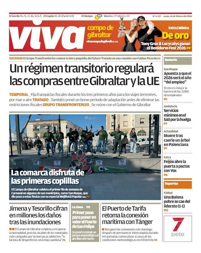 ¡Buenos días, Campo de Gibraltar! 👋 

🗞️Esta es nuestra portada de este 16 de febrero de 2026

🔗 Puedes descargarte el PDF completo en 👉🏻 is.gd/UK35iu