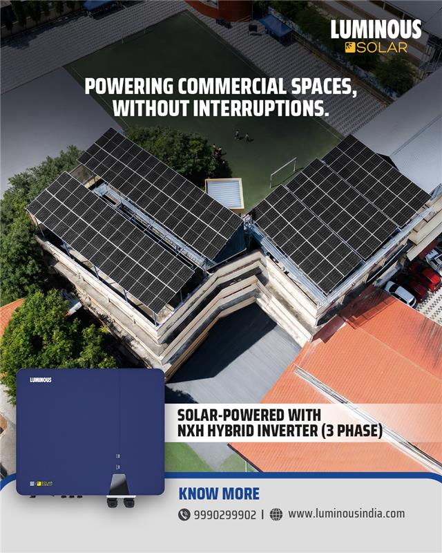 myluminous's tweet image. Built for demanding commercial spaces, the NXH Hybrid Inverter (3-Phase) ensures uninterrupted performance—so your operations continue seamlessly, no matter what.​

#LuminousSolar #NXHSeries #HybridInverter #ThreePhaseInverter #HighFrequencyInverter