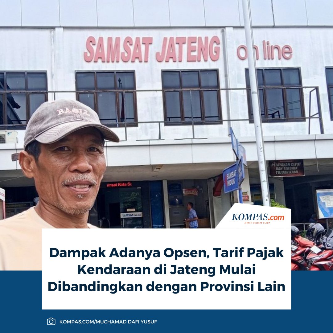 kompascom's tweet image. Masyarakat Jawa Tengah ramai menyerukan gerakan “Setop Bayar Pajak” karena merasa ada kenaikan pajak kendaraan bermotor (PKB) efek diterapkannya opsen. Uniknya, gerakan tersebut kencang hanya di Jawa Tengah, padahal provinsi lain juga ada kenaikan.

Baca selengkapnya…