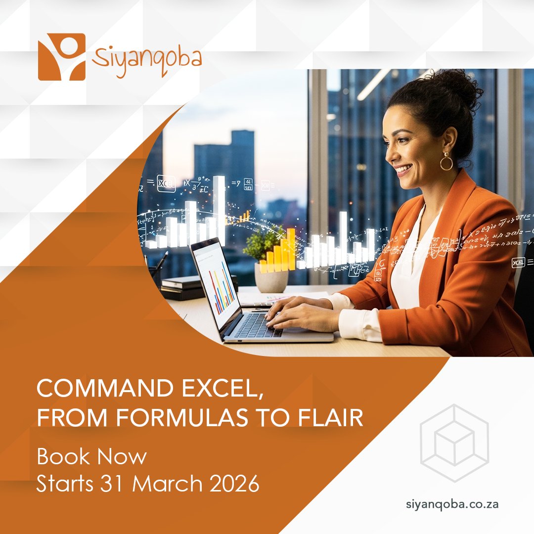 Siyanqoba_ZA's tweet photo. Turn data into decisions π
Our Excel programme helps you build dynamic sheets, automate tasks, and present insights with confidence.
π
Starts 31 March 2026
π https://t.co/S2K0rRFT1r
#MicrosoftExcel #Training #DataProficiency #MSOffice #ExcelMastery #Siyanqoba https://t.co/y3eKXhqOD0