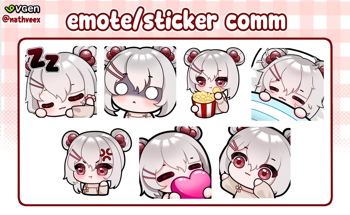 Lil emote pack #VGenComm 
Vgen.co/nathveex for commis 💕
#artcomm