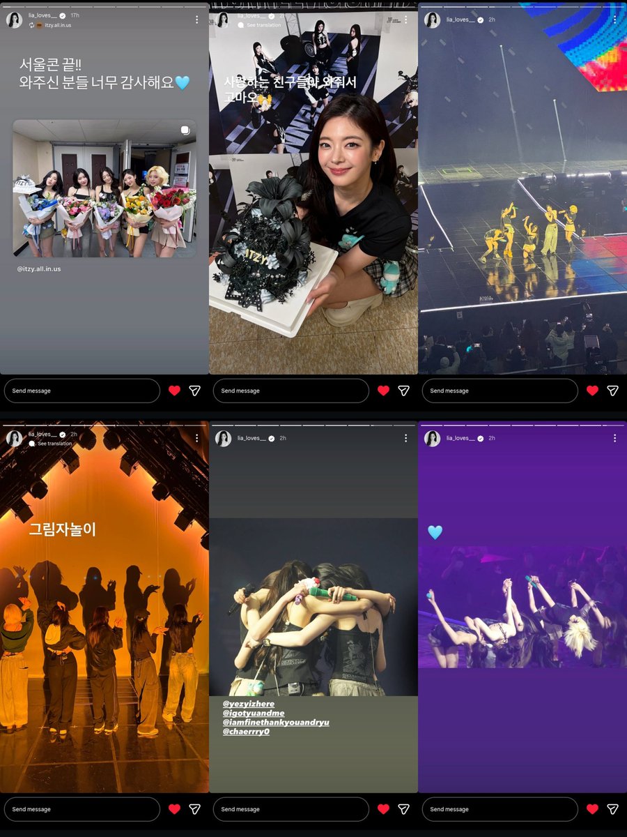 seeing Lia’s concert ig story makes my heart so full 🥹 cuz the last time, she was there quietly cheering for her girls from the crowd…but now they're complete, shining stronger and brighter than ever 💌