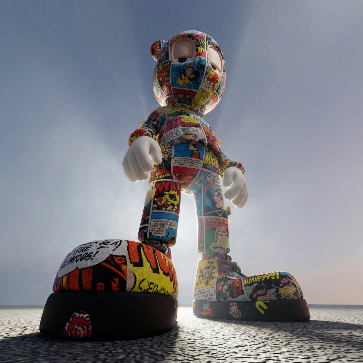 :
Prompt Share 🚨 
Nano Banana Pro edition 🍌

Drop your Beasts (or any character) under this post 👇
Let’s see what you create.

A high impact fisheye product photo of the character, shown full-body in warped forced perspective. The head is immense in the foreground, limbs taper into blur, cartoonish yet grounded in realistic detail. Pose: The character leans slightly forward, stepping into the viewer’s space. The oversized head pushes closest to the lens, eyes sharp and engaging, while the arms hang loosely at its sides. Shoes recede into deep blur, vanishing into the background. Camera: Fisheye macro, 15–20mm lens, tilted slightly upward to exaggerate the forward lean. Lighting: Strong frontal light reveals fine surface textures, with soft fill shadow along the torso and a faint rim halo separating the figure from the backdrop. Eyes: Eyes are emphasized with dimensional lighting  subtle gradients across the surface, crisp specular highlights, and surrounding contrast shadows to add depth and expression without altering their shape. Background: Neutral infinite fade in soft grey/white, with no visible floor or horizon. Material Focus: Extreme emphasis on surface qualities textures, finishes, and subtle reflections are captured with high fidelity, whether matte, soft, or powdery. Gloves appear simple and soft, shoes trail into blur with faint sheen. Emotion: Direct and intimate  the figure feels like it’s leaning out of the photo toward you, demanding presence. Negative prompt: No props, no clutter, no flat neutral standing pose