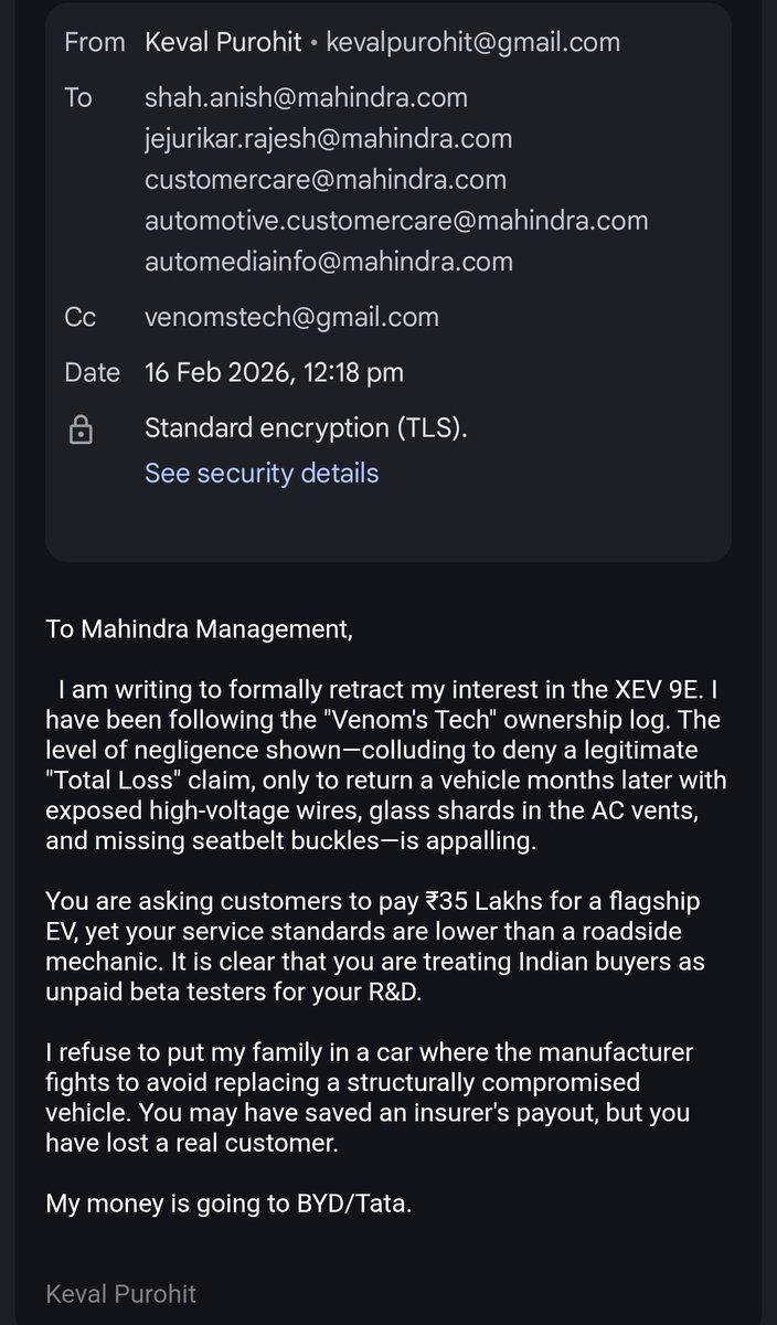 Multiple tweets, N number of comments &amp; these emails, people are aware now &amp; taking the right decision. I hope I could help❤️

Lekin fir bhi <a href="/anandmahindra/">anand mahindra</a> <a href="/tech_mahindra/">Tech Mahindra</a> <a href="/Mahindra_Auto/">Mahindra Automotive</a> ko koi fark nahi padega.