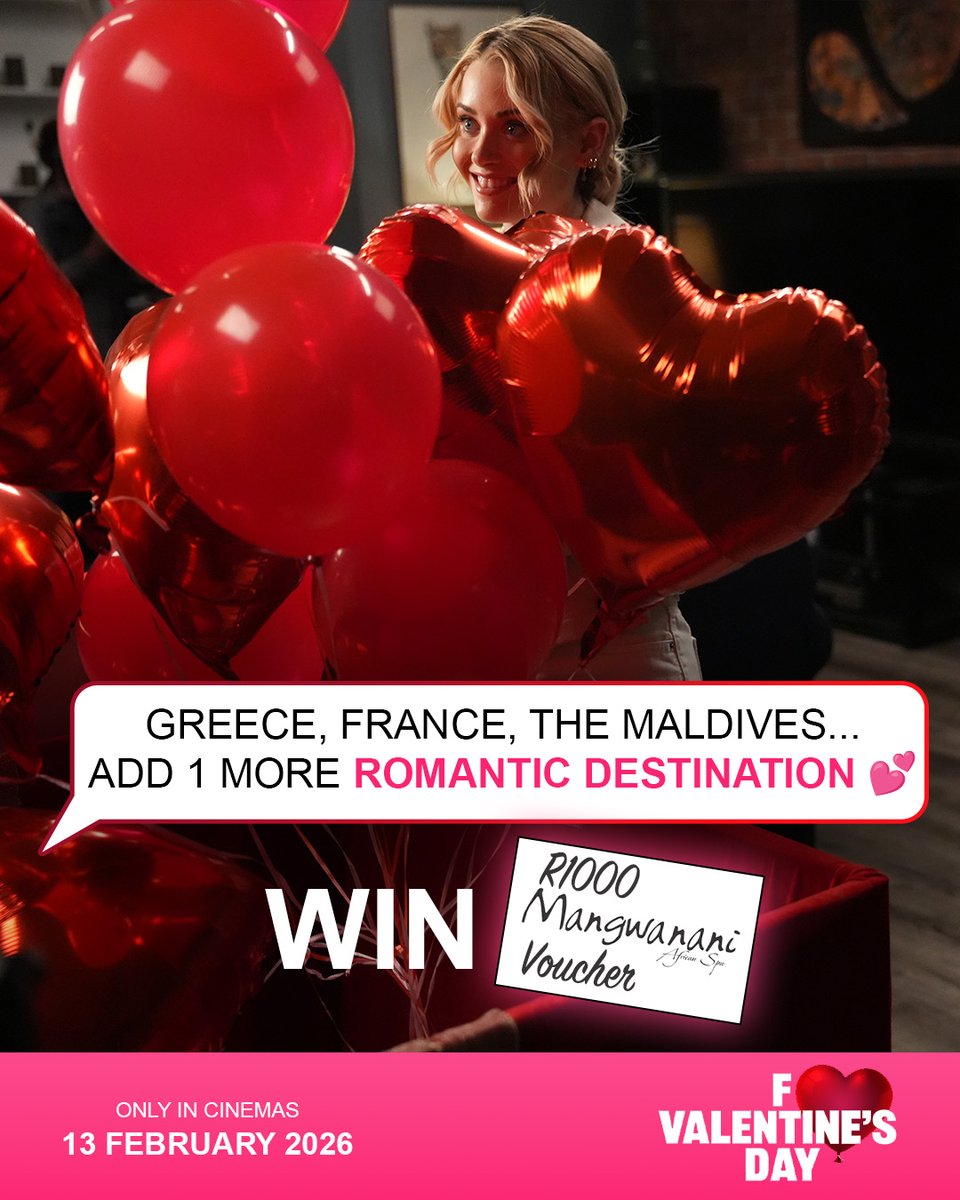 According to Steve, the most romantic destinations in the world are Santorini, Greece; Paris, France; and the Maldives. If you could add one more romantic destination to the list, where would it be? 

WIN a Spa Voucher worth R1000! ❤️

#FValentinesDayMovieSA is now in cinemas.