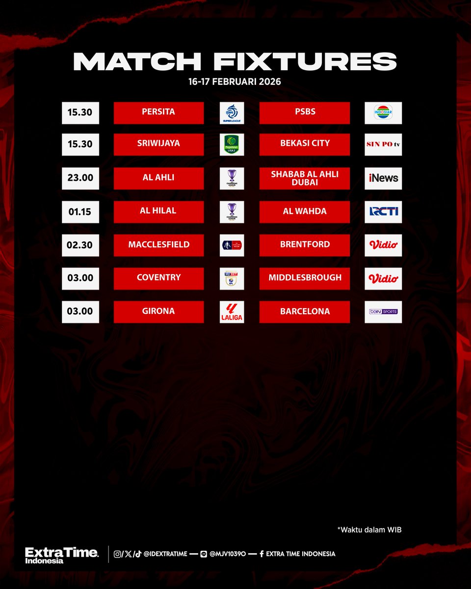 #JadwalBolaETI Malam Ini!

Nonton apa wib? 😲