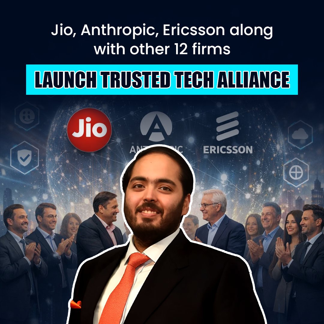 anantdadaambani's tweet photo. Jio partners with Anthropic, Ericsson and 12 other firms to launch the Trusted Tech Alliance. A bold move focused on secure, scalable, and next-gen digital infrastructure for the future. #Jio #TrustedTechAlliance #TechInnovation #DigitalFuture #GlobalPartnerships #Reliance https://t.co/Zg7QCkKN0H