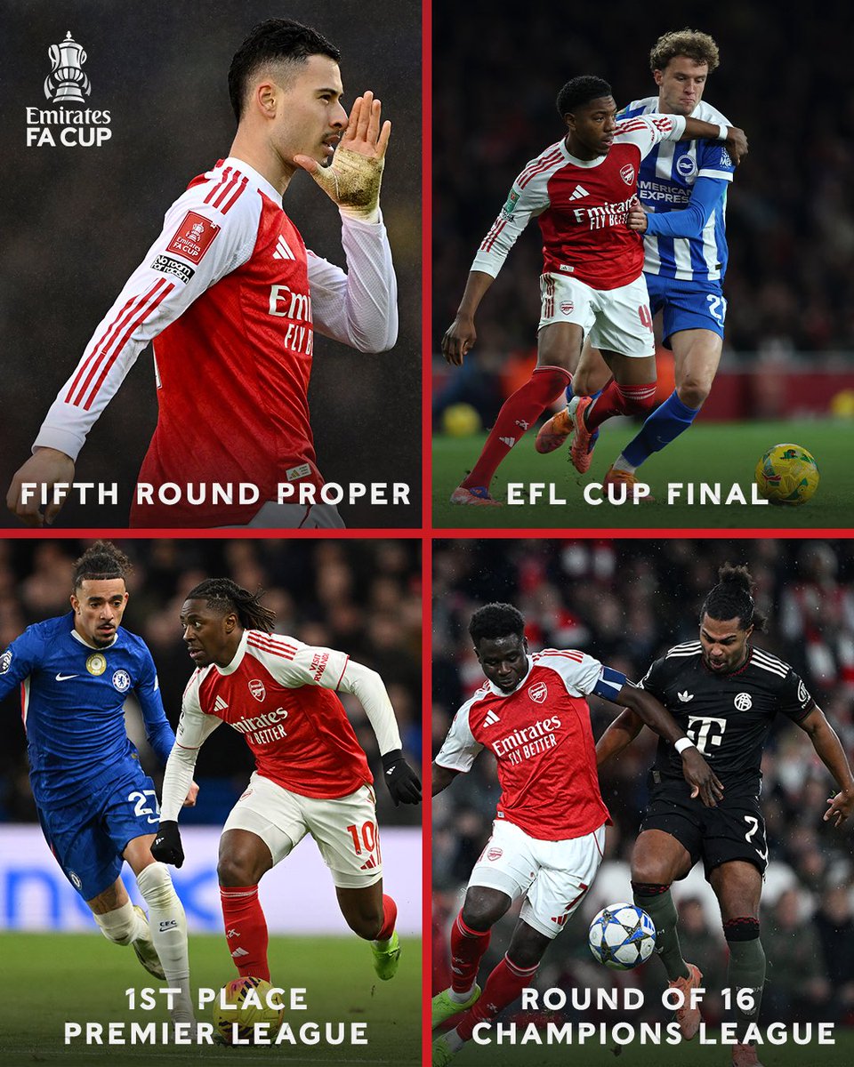 Arsenal going strong and in the mix on four fronts 💪

How does this story finish? 👀🏆

#EmiratesFACup