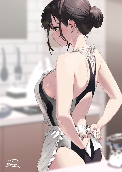 変な格好でチョコ作ってる子 