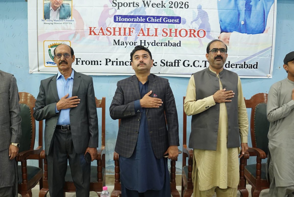 SabaZahoorppp's tweet photo. Mayor Hyderabad @KashifShoroPPP , attended the Closing & Prize Distribution Ceremony of Sports Week 2026 at Government College of Technology Hyderabad, organized by Sindh Technical Education and Vocational Training Authority.
He appreciated the efforts of the college administration, faculty, and students, distributed prizes among the outstanding performers, and extended his best wishes for their bright and successful future.