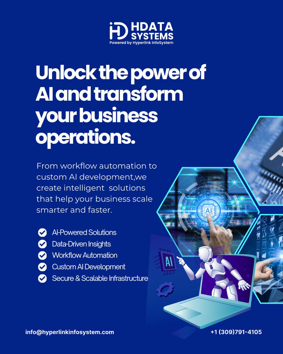 AI-powered solutions that streamline workflows, enhance decision-making, and drive scalable growth.
#HDataSystems #ArtificialIntelligence #AI #MachineLearning #BusinessTransformation #DataDriven #WorkflowAutomation #DigitalTransformation #TechInnovation #AISolutions