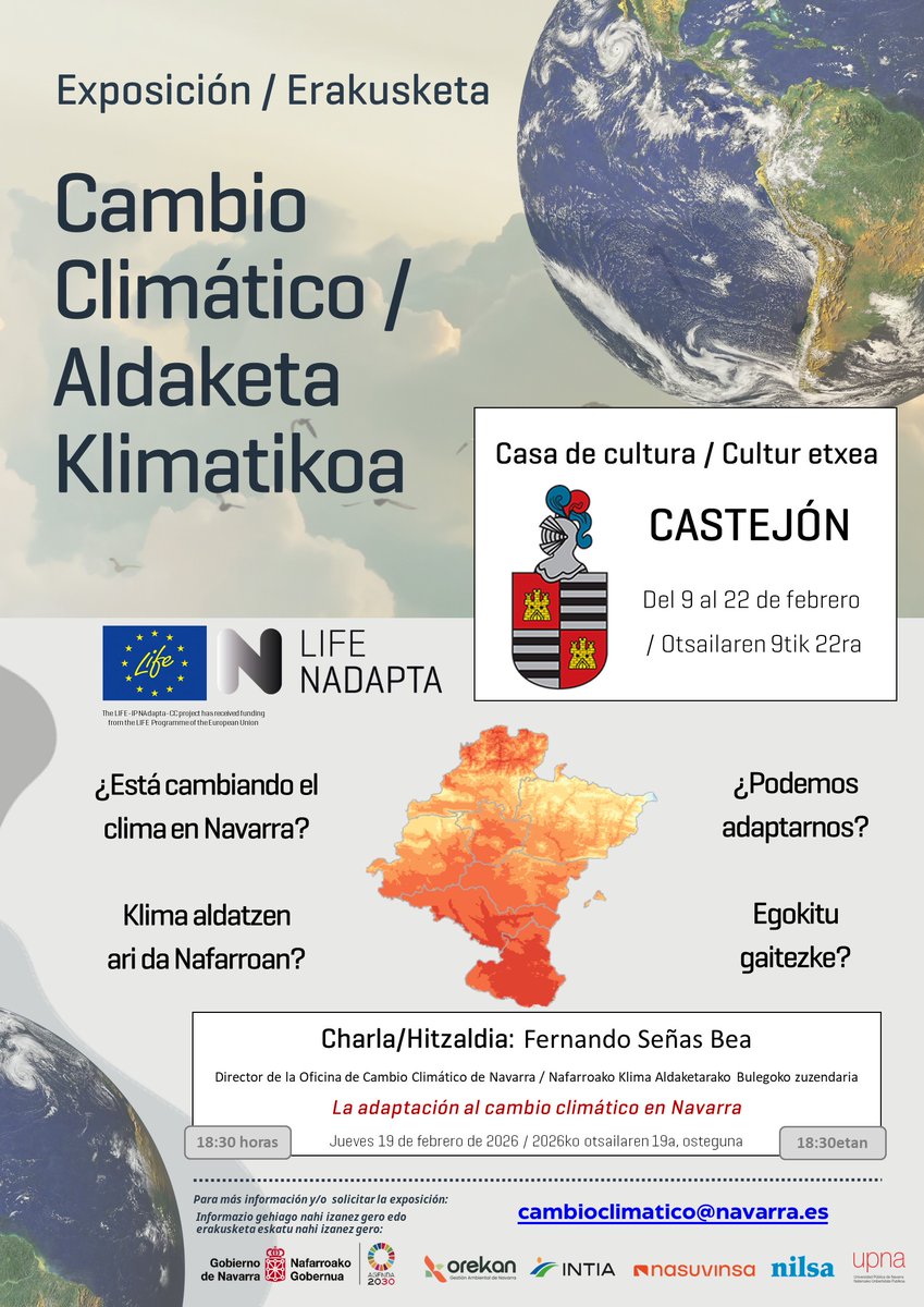 LIFE_NAdapta_CC's tweet image. Charlas sobre #CambioClimatico🚨

#UrrozVilla➡️
lifenadapta.navarra.es/es/-/urroz-vil… 

#Castejón➡️
lifenadapta.navarra.es/es/-/castejon-…

#LIFE_IP_NAdapta_CC #HCCN #KLINa #LFCCyTE #OCCN #CambioClimático #Adaptación #Mitigación #LIFEProgramme #LIFEAmplifiers #LIFEProject #AfterLIFE #NavarreInEurope #Navarra
