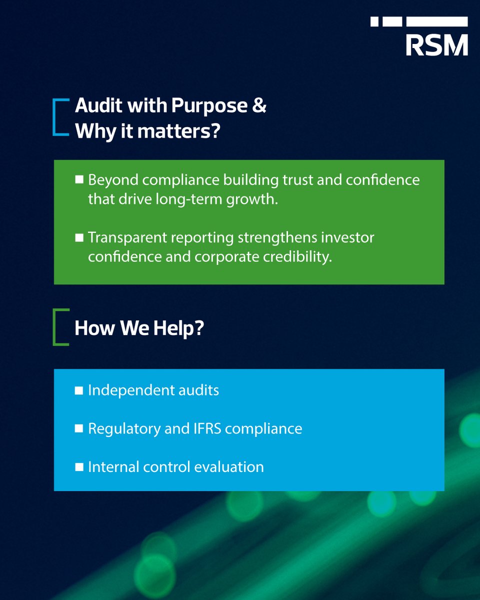RSM_AE's tweet photo. Audit isn’t just about ticking boxes; it’s about building trust. At #RSMUAE, our assurance professionals combine integrity and insight to help organizations achieve transparency and growth.
#AuditExcellence #Assurance #RSMUAE #CorporateGovernance #UAEbusiness https://t.co/XXXNx1OF6r