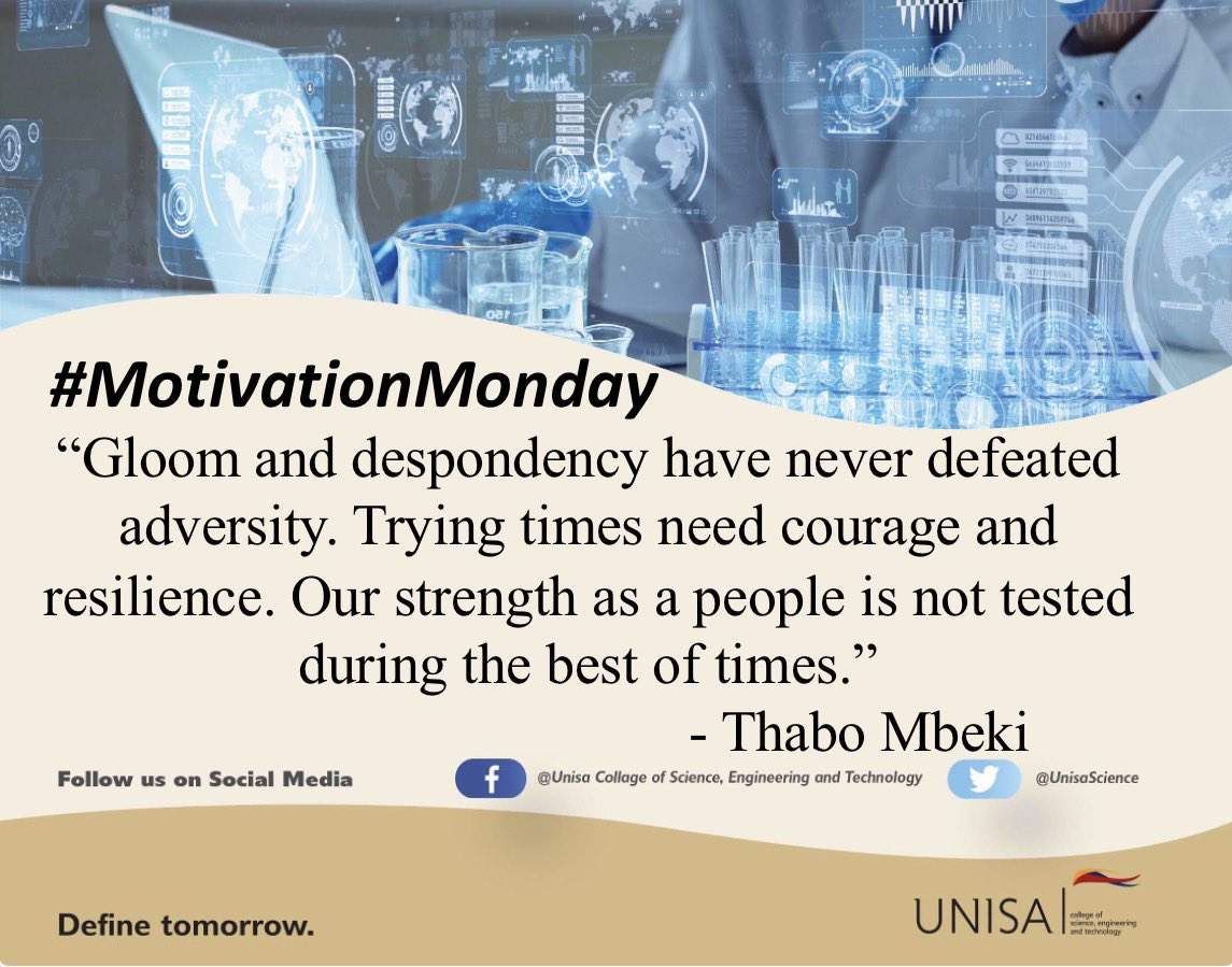 UnisaCSET's tweet image. #MotivationMonday #UNISA #CSET
#Unisa150andBeyond
