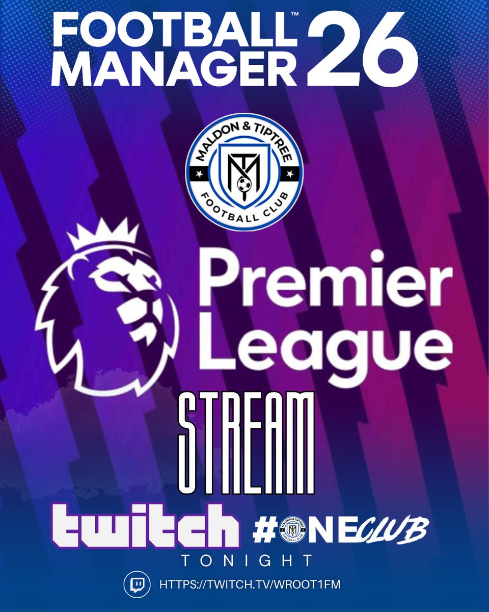 🚨 LIVE TONIGHT | 8:30pm 🚨

Back on stream with <a href="/MaldonTiptreeFC/">Maldon & Tiptree FC</a> in #FM26 👊
6 games to go. 2 wins in 12. Relegation staring us down… 😬

Can the Jammers survive?
Can I impress the new tycoon owners? 💰

Come find out 👉 Twitch.tv/Wroot1FM 🔴⚽️