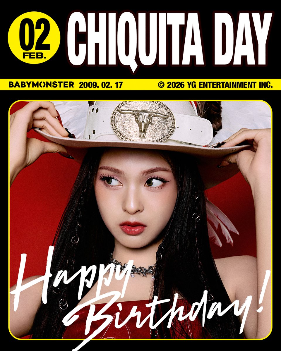YGBABYMONSTER_'s tweet image. HAPPY BIRTHDAY CHIQUITA🎉
✅2026.02.17

#BABYMONSTER #베이비몬스터 #CHIQUITA #치키타 #HAPPYBIRTHDAY #20260217 #YG