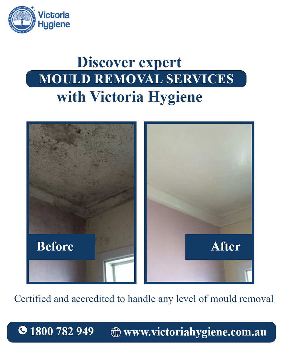 🌟 Mould Removal Experts – Victoria Hygiene🔄 Before &amp; After transformation says it all! From mould-affected areas to clean, safe spaces.Certified specialists. Proven methods. Lasting results.📞 Call 1800 782 949  
#MouldRemoval #BeforeAndAfter #HealthyHome