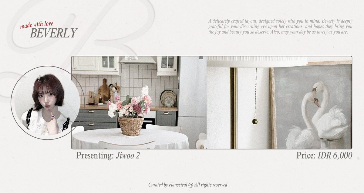 claussical's tweet image. Please help me to repost, thank you! 🧸🩰✨

Lovely afternoon 🤍 6 ready stock layout with Miss Jiwoo H2H as the muse are up for grabs. DM me if you’d like one. #zonauang