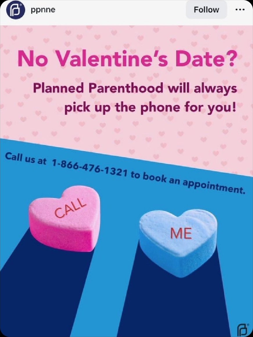 Planned Parenthood, la multinazionale abortista, offre i propri servizi come regalo per San Valentino: "rispondiamo sempre al telefono per te".
Penso sia uno dei più evidenti capovolgimenti satanici della realtà: come può essere amore l'omicidio di un bambino nel grembo materno?