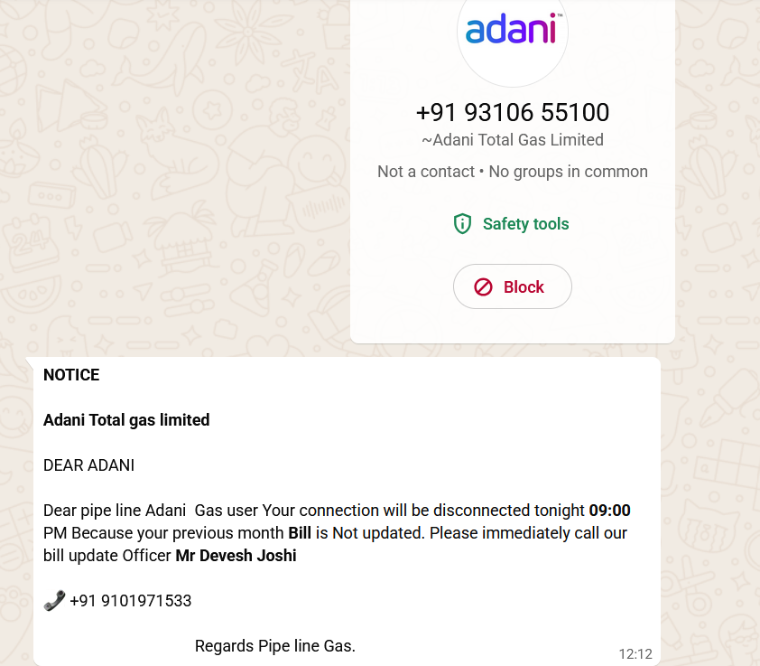 joyjitrgc's tweet photo. @Adani_Gas Received this note from your office, can you check if this is authentic &amp; take action https://t.co/fZ5ZHjMSXs