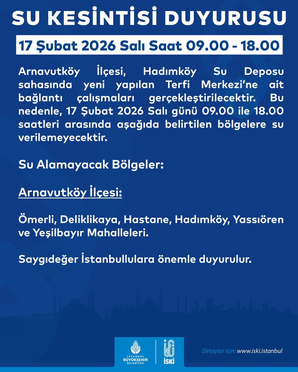 Saygıdeğer İstanbullulara önemle duyurulur.📢