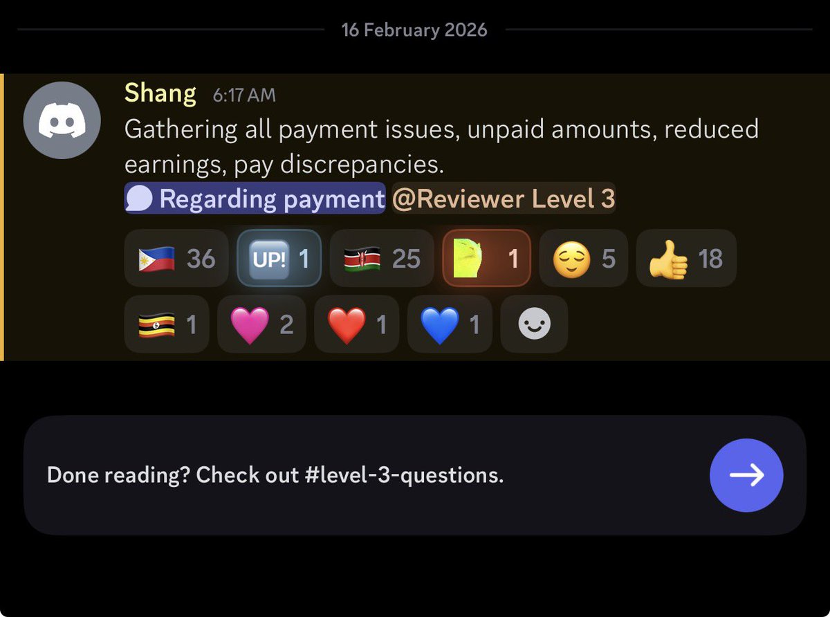 Those with issues regarding their payment, go and create a support ticket now on discord.

They are currently looking into all cases related to payment issues.

Do that now so they can fix it early and pay you during 21st February payment cycle
