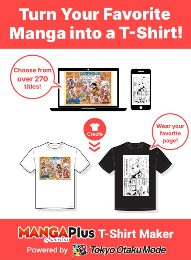 Now in MangaPlus, you can turn your favorite manga painel into a T-Shirt